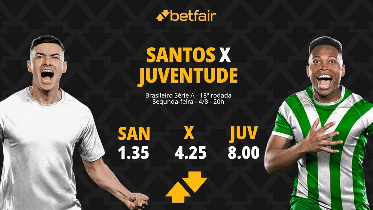 Santos x Juventude: palpites, odds, onde assistir ao vivo, escalações e horário