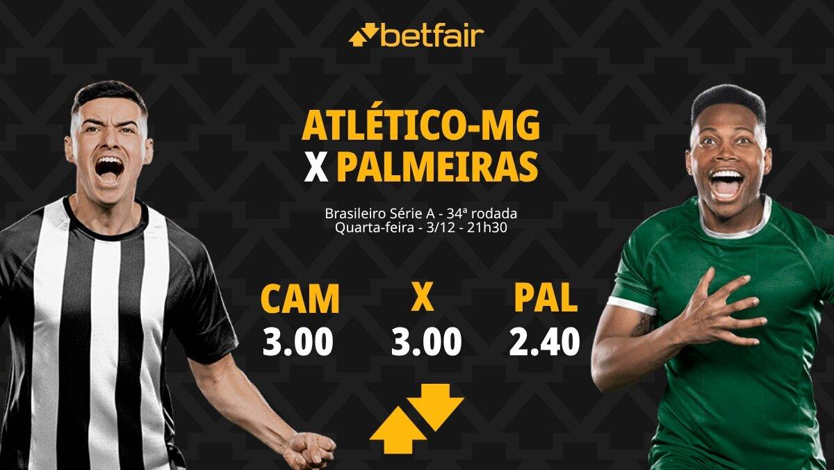 Atlético-MG x Palmeiras - Brasileirão: palpites, odds, estatísticas, onde assistir ao vivo, escalações e horário