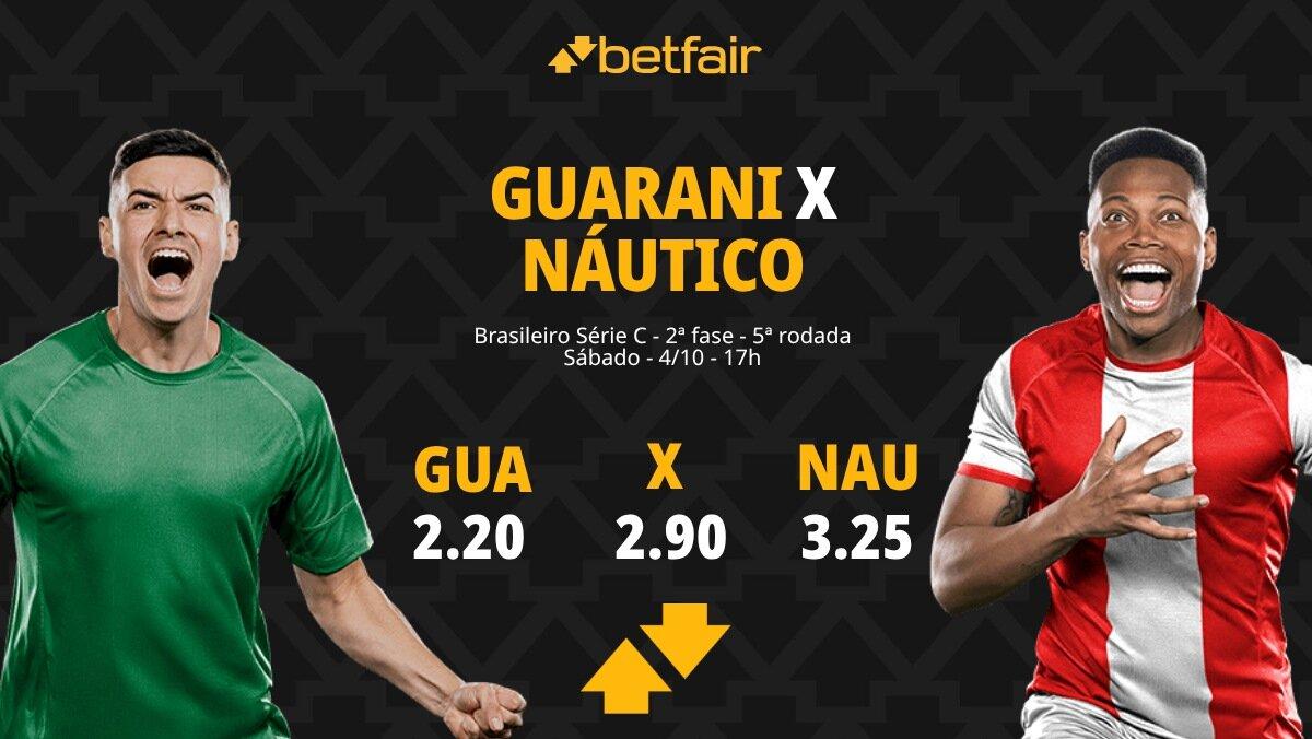 Guarani x Náutico - Série C: palpites, odds, estatísticas, onde assistir ao vivo, escalações e horário