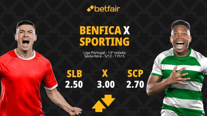 Benfica x Sporting - Liga Portugal: palpites, odds, estatísticas, onde assistir ao vivo, escalações e horário
