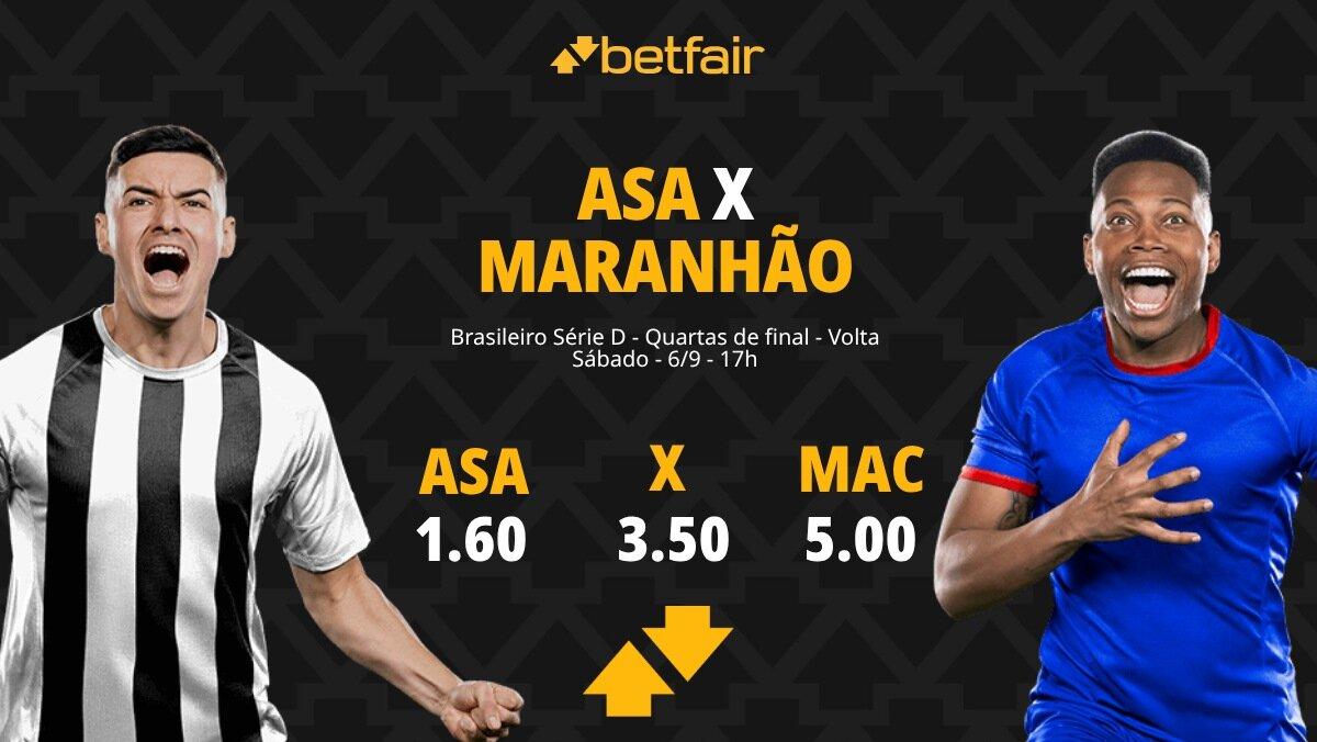 ASA x Maranhão - Série D: palpites, odds, estatísticas, onde assistir ao vivo, escalações e horário