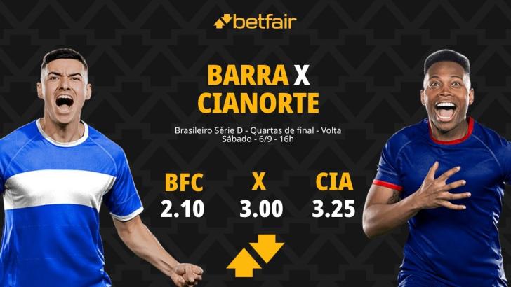 Barra x Cianorte - Série D: palpites, odds, estatísticas, onde assistir ao vivo, escalações e horário