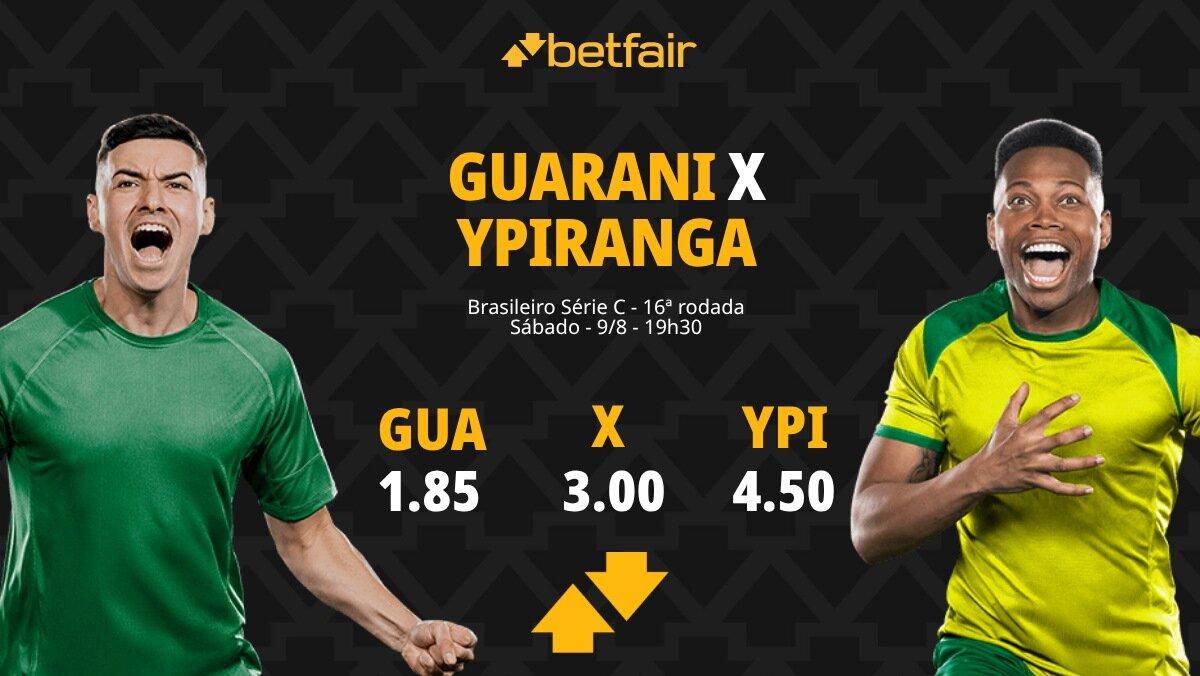 Guarani x Ypiranga: palpites, odds, onde assistir ao vivo, escalações e horário