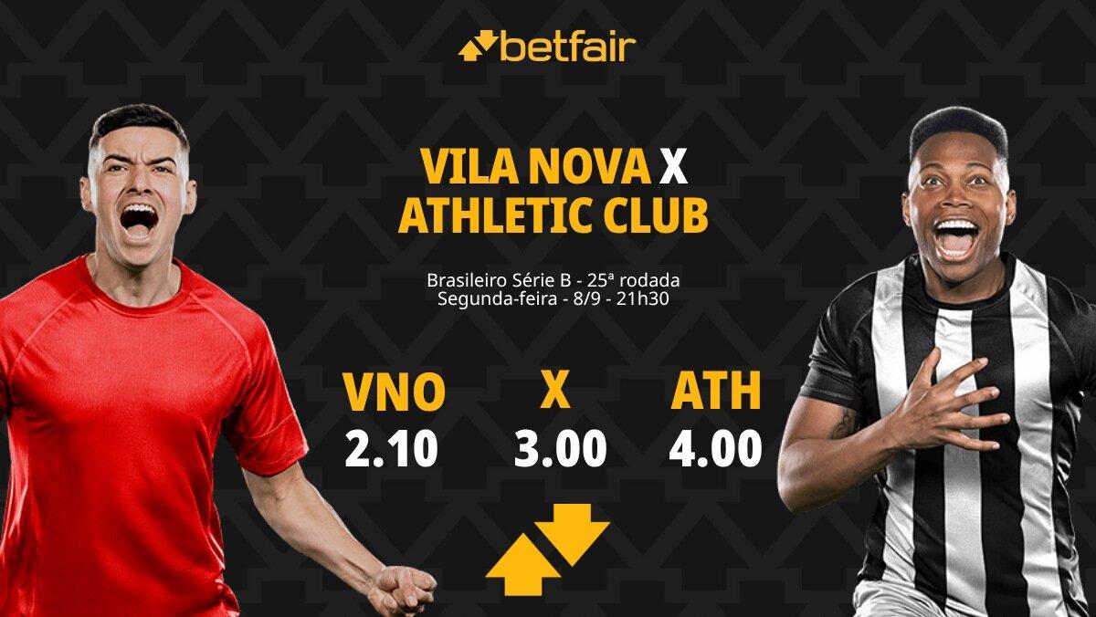 Vila Nova x Athletic Club - Série B: palpites, odds, estatísticas, onde assistir ao vivo, escalações e horário