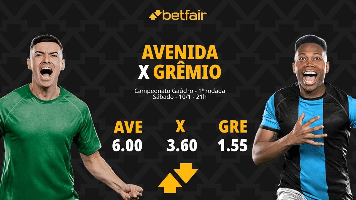 Avenida x Grêmio - Campeonato Gaúcho: palpites, odds, estatísticas, onde assistir ao vivo, escalações e horário