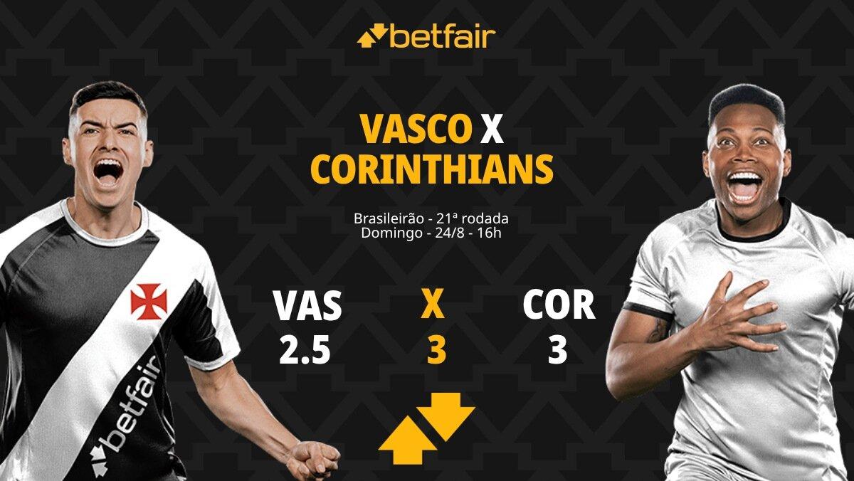 Vasco x Corinthians - Brasileirão: palpites, odds, estatísticas, onde assistir ao vivo, escalações e horário