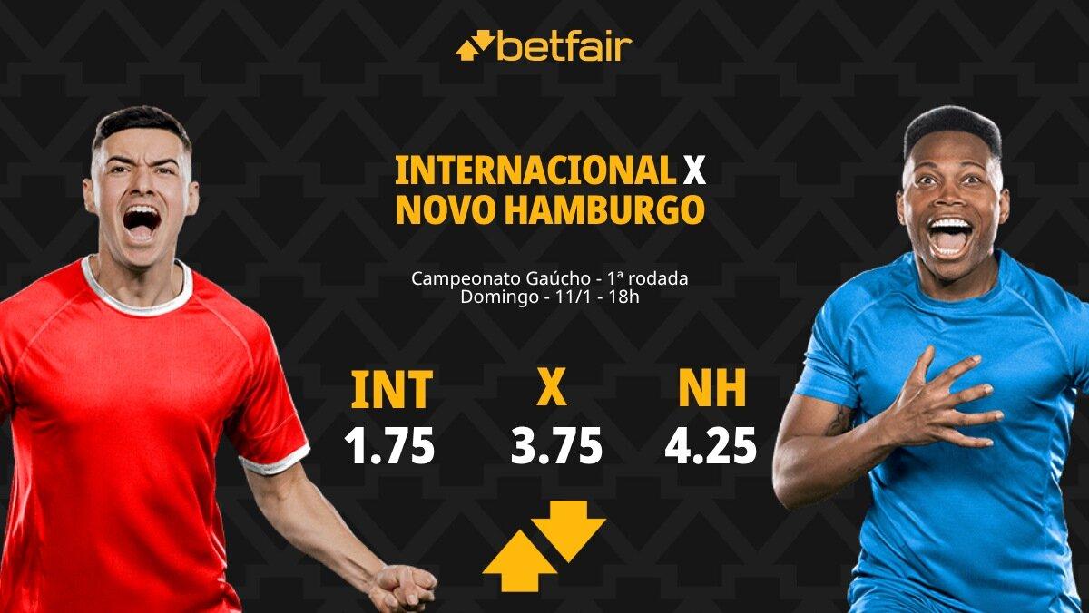 Internacional x Novo Hamburgo - Campeonato Gaúcho: palpites, odds, estatísticas, onde assistir ao vivo, escalações e horário