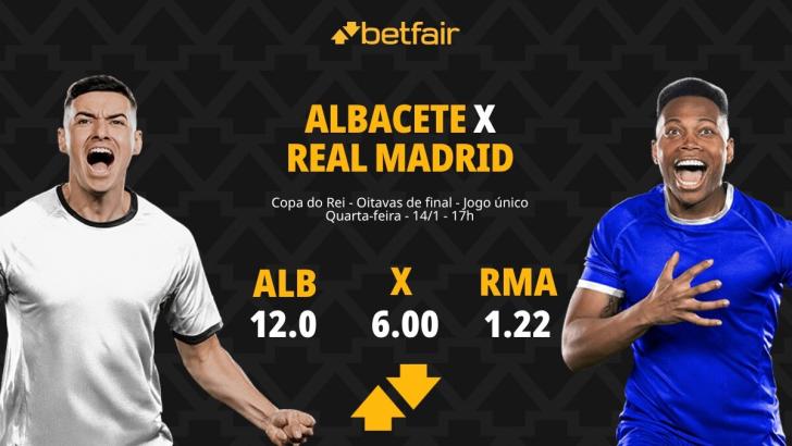 Albacete x Real Madrid - Copa do Rei: palpites, odds, estatísticas, onde assistir ao vivo, escalações e horário