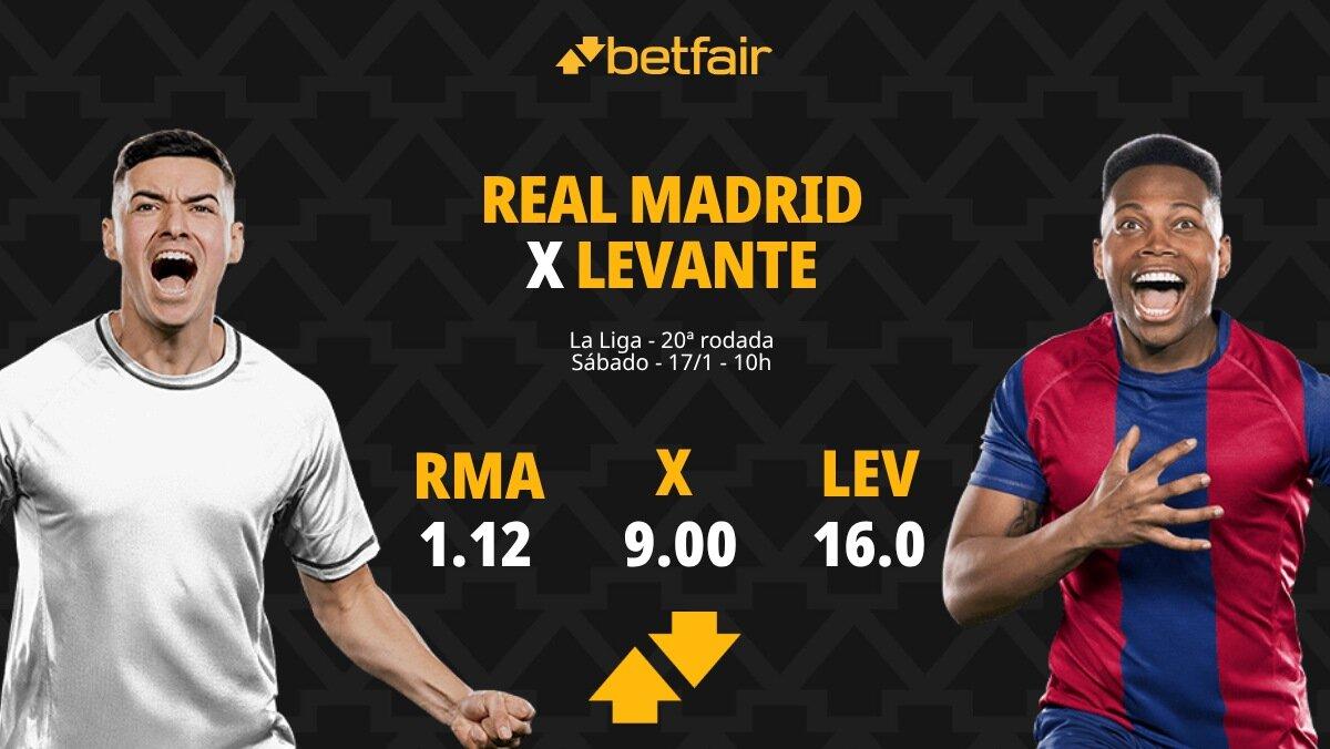 Real Madrid x Levante - La Liga: palpites, odds, estatísticas, onde assistir ao vivo, escalações e horário