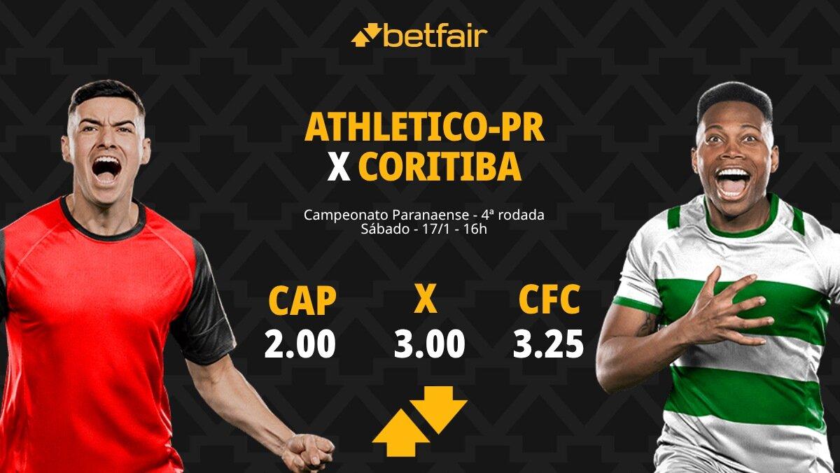 Athletico-PR x Coritiba - Campeonato Paranaense: palpites, odds, estatísticas, onde assistir ao vivo, escalações e horário