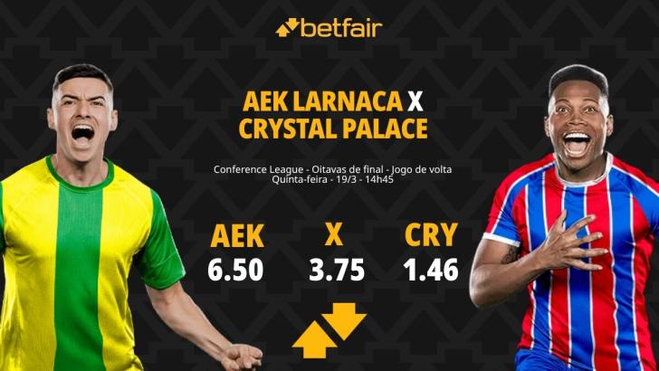 AEK Larnaca x Crystal Palace - Conference League: Dicas, Palpites, Odds, Escalações, Horário, Onde Assistir