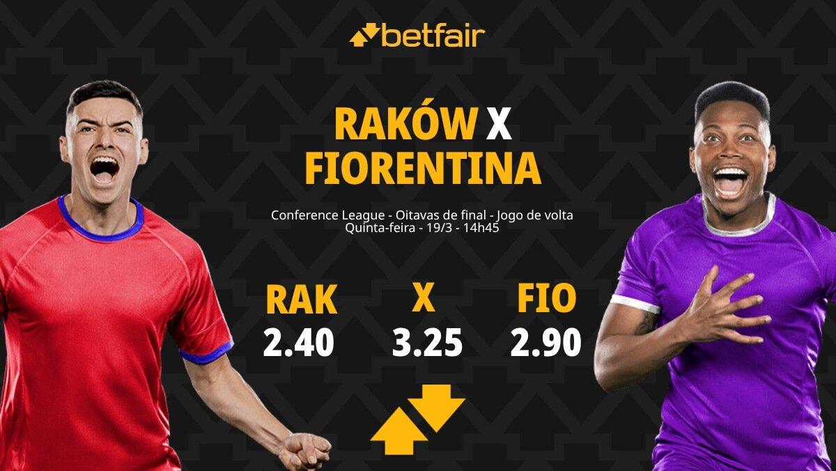 Raków x Fiorentina - Conference League: Dicas, Palpites, Odds, Escalações, Horário, Onde Assistir