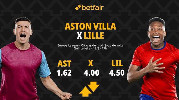 Aston Villa x Lille - Europa League: Palpites, Odds, Escalações, Horário, Onde Assistir