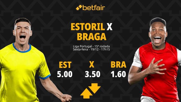Estoril x Braga - Liga Portugal: palpites, odds, estatísticas, onde assistir ao vivo, escalações e horário