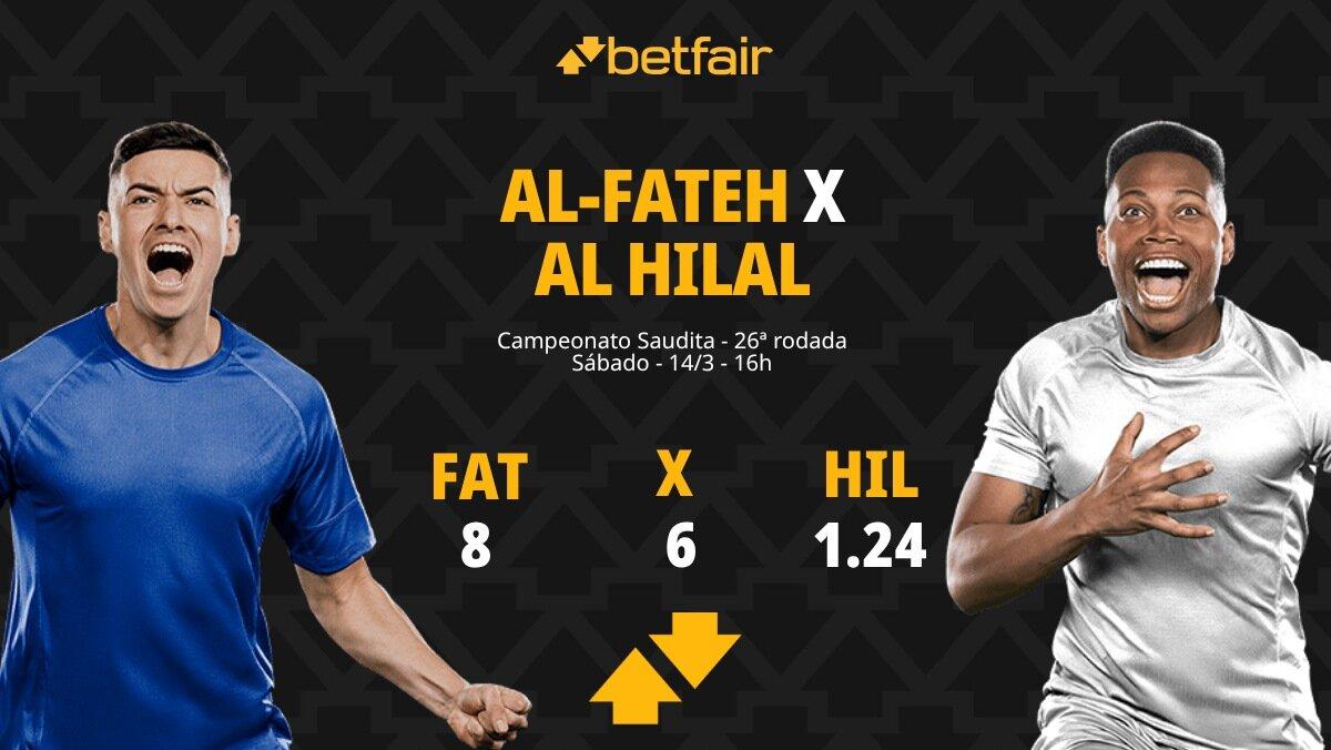 Al-Fateh x Al-Hilal - Campeonato Saudita: Palpites, Odds, Escalações, Horário, Onde Assistir