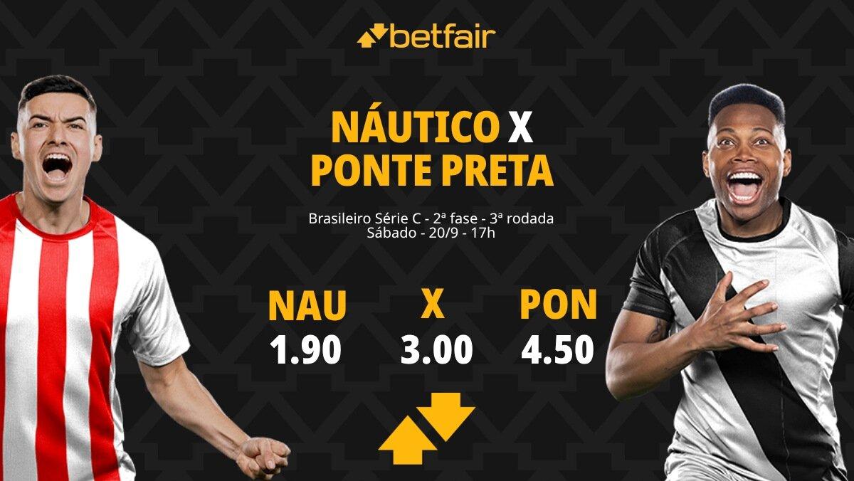 Náutico x Ponte Preta - Série C: palpites, odds, estatísticas, onde assistir ao vivo, escalações e horário