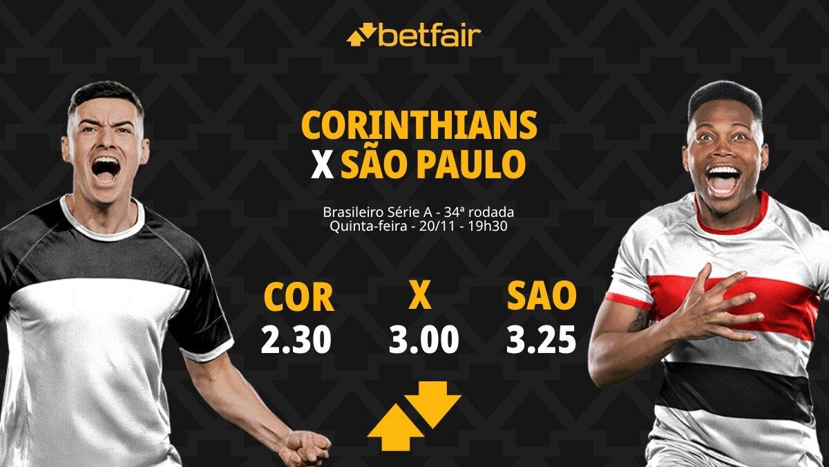 Corinthians x São Paulo - Brasileirão: palpites, odds, estatísticas, onde assistir ao vivo, escalações e horário