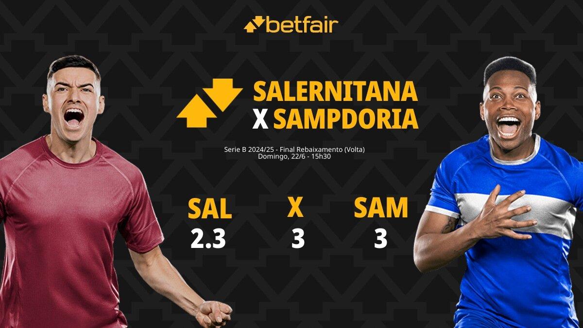 Salernitana x Sampdoria: palpites, odds, onde assistir ao vivo, escalações e horário