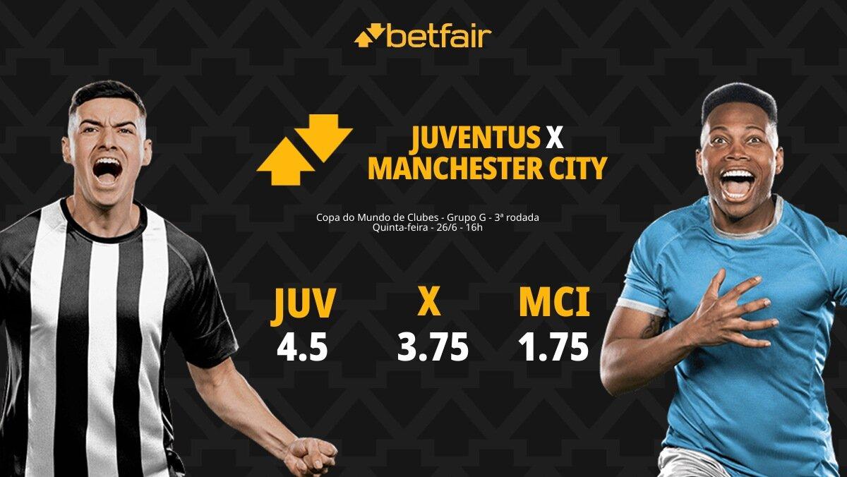 Juventus x Manchester City: palpites, odds, onde assistir ao vivo, escalações e horário