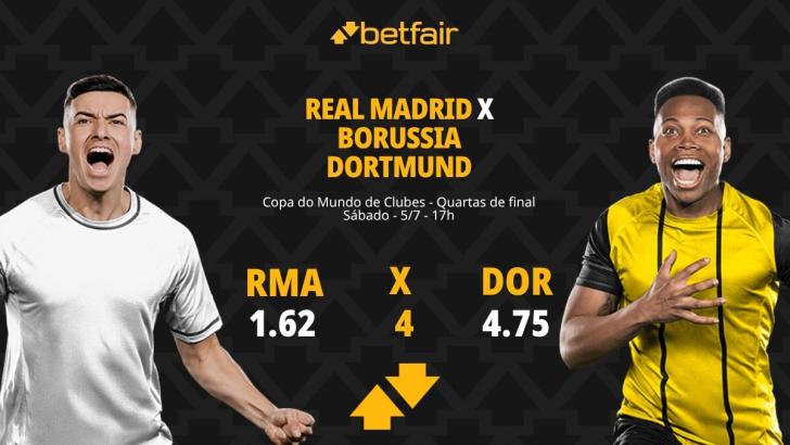 Real Madrid x Borussia Dortmund: palpites, odds, onde assistir ao vivo, escalações e horário