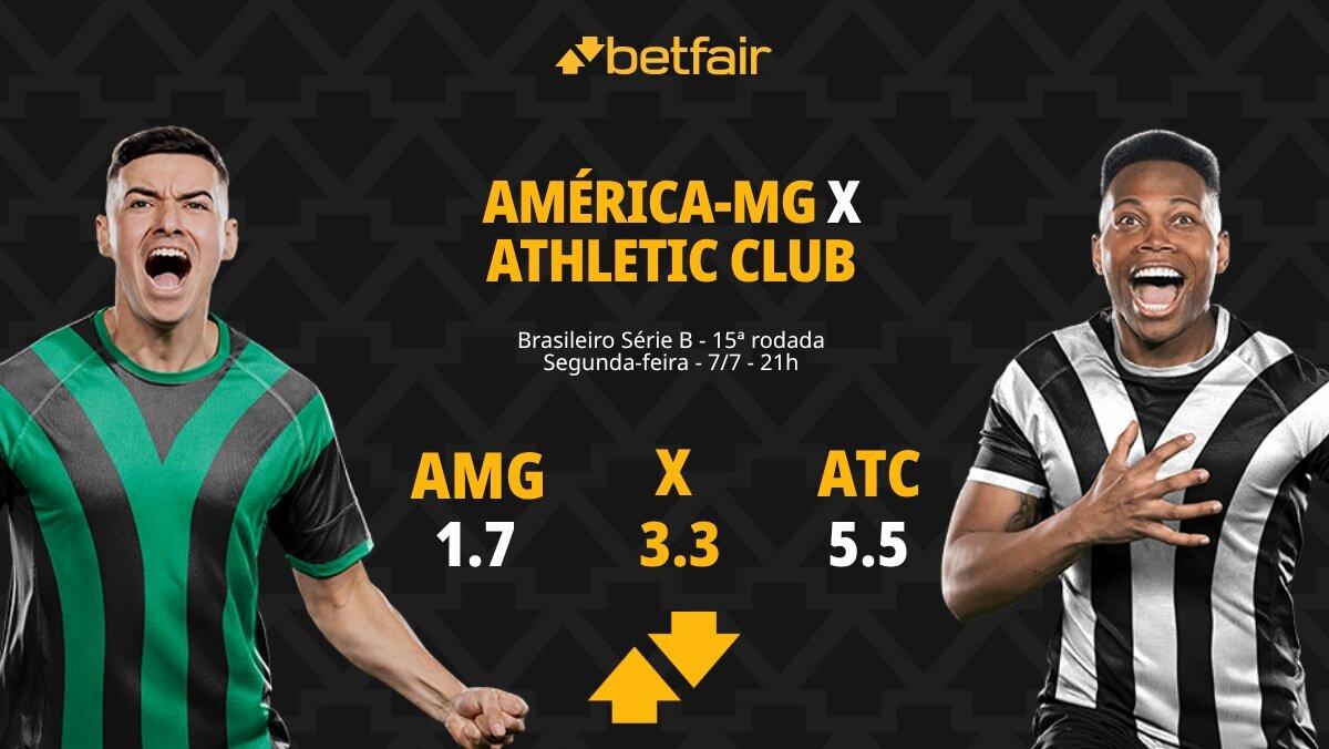 América-MG x Athletic Club: palpites, odds, onde assistir ao vivo, escalações e horário