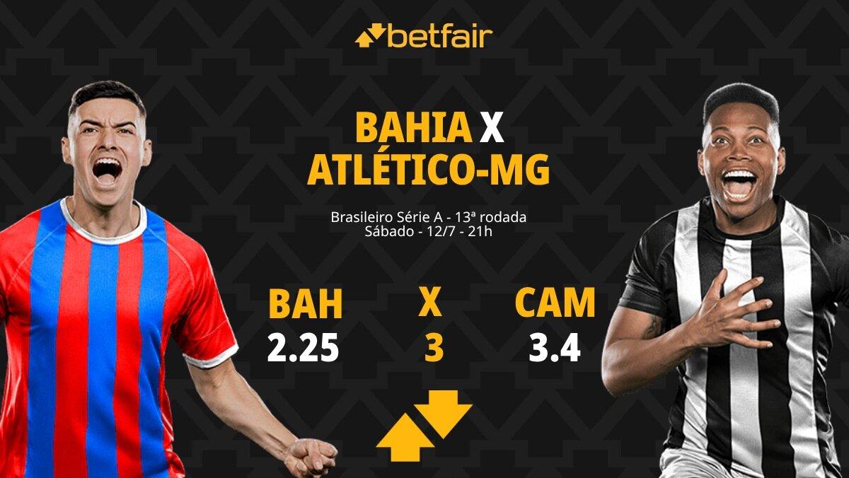 Bahia x Atlético-MG: palpites, odds, onde assistir ao vivo, escalações e horário
