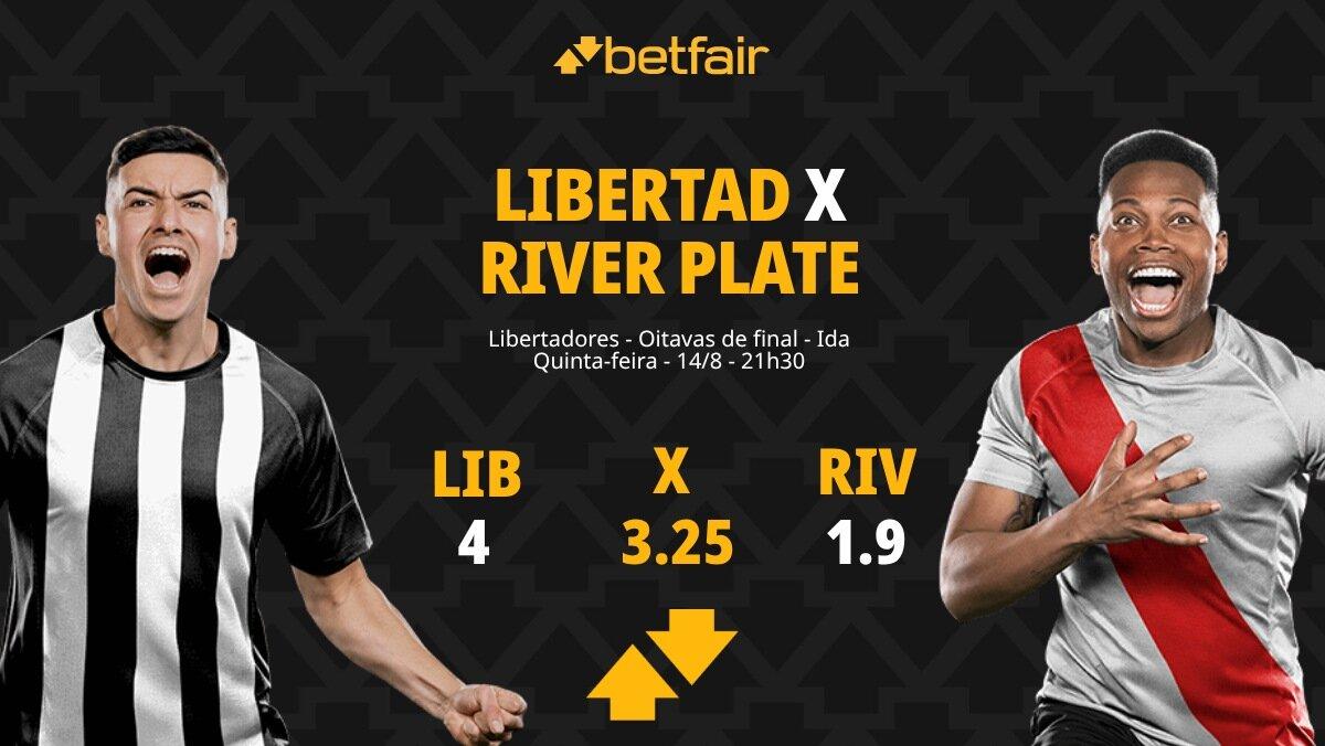 Libertad x River Plate: palpites, odds, estatísticas, onde assistir ao vivo, escalações e horário