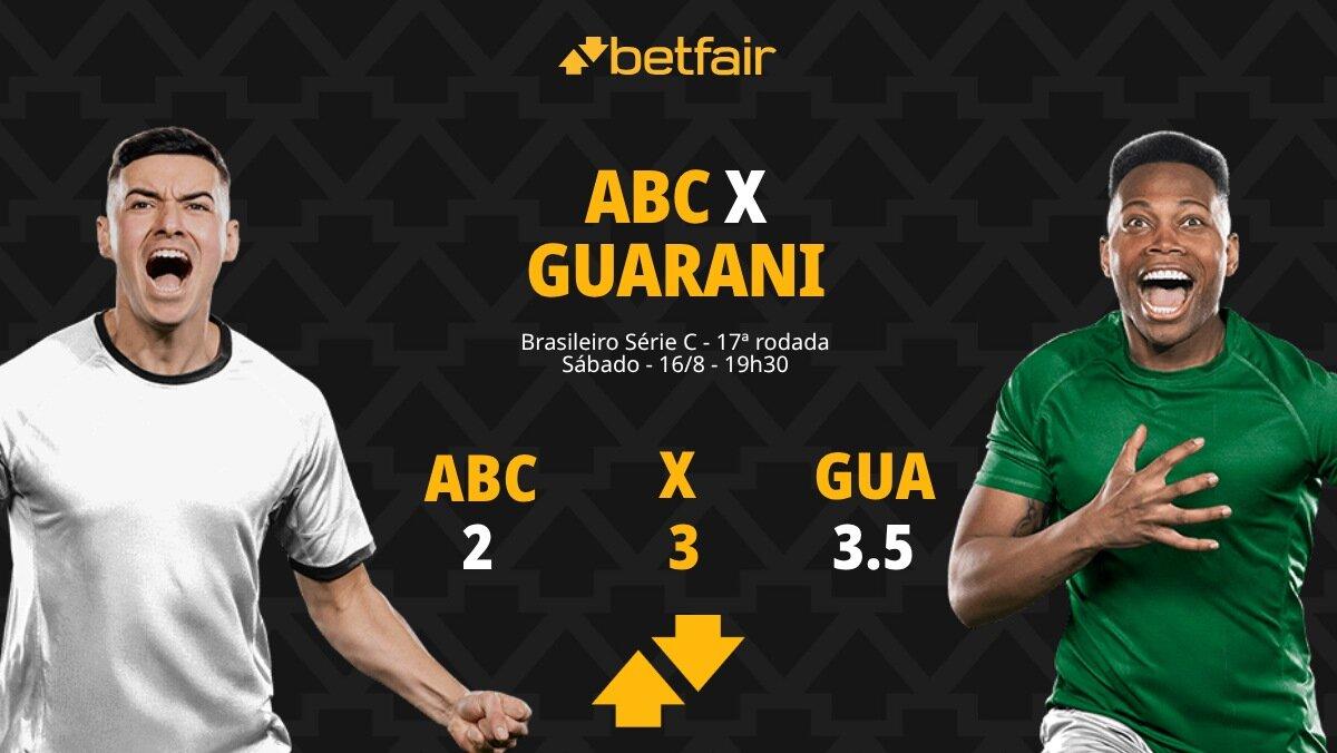 ABC x Guarani - Série C 2025: palpites, odds, estatísticas, onde assistir ao vivo, escalações e horário