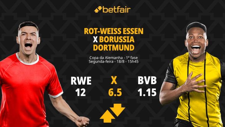 Rot-Weiss Essen x Borussia Dortmund - Copa da Alemanha: palpites, odds, estatísticas, onde assistir ao vivo, escalações e horário