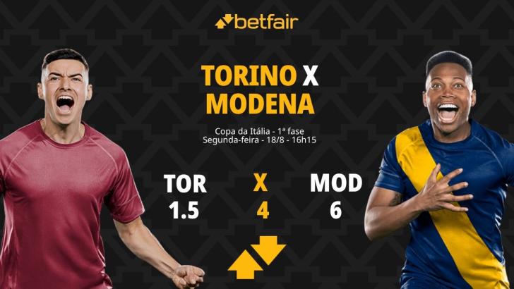 Torino x Modena - Copa da Itália: palpites, odds, onde assistir ao vivo, escalações e horário
