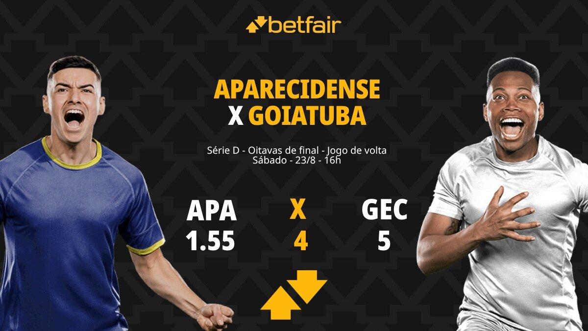 Aparecidense x Goiatuba - Série D: palpites, odds, estatísticas, escalações, onde assistir ao vivo e horário