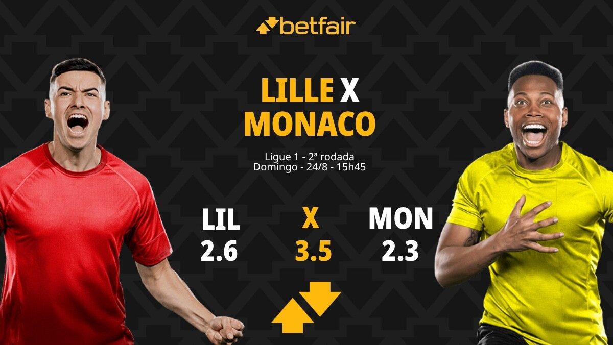 Lille x Monaco - Ligue 1: palpites, odds, estatísticas, onde assistir ao vivo, escalações e horário