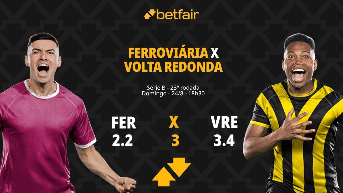 Ferroviária x Volta Redonda - Série B: palpites, odds, estatísticas, onde assistir ao vivo, escalações e horário