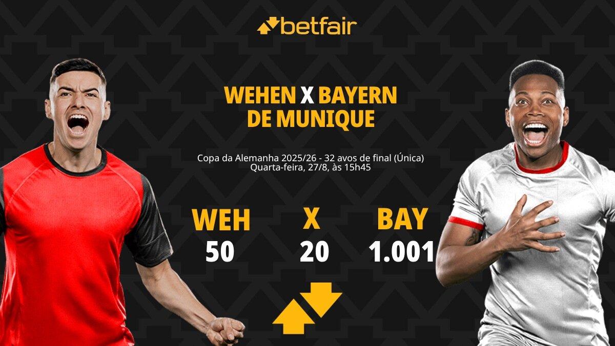 Wehen x Bayern de Munique - Copa da Alemanha 2025/26: palpites, odds, estatísticas, onde assistir ao vivo, escalações e horário
