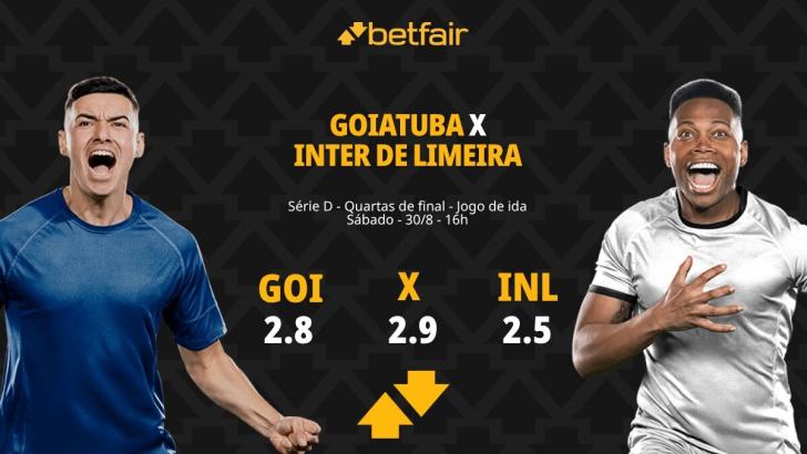 Goiatuba x Inter de Limeira - Série D: palpites, odds, estatísticas, onde assistir ao vivo, escalações e horário