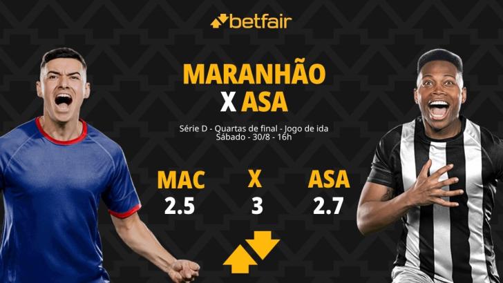 Maranhão x ASA - Série D: palpites, odds, estatísticas, onde assistir ao vivo, escalações e horário