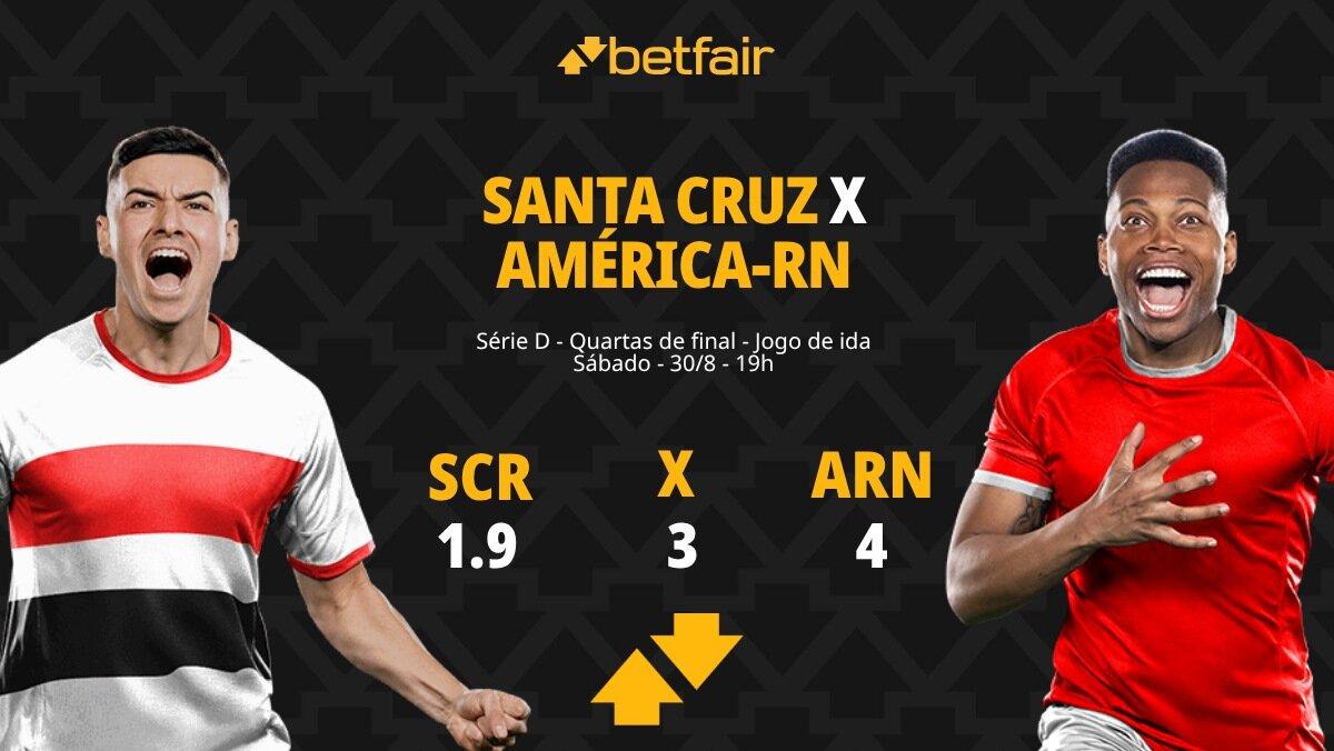 Santa Cruz x América-RN - Série D: palpites, odds, estatísticas, onde assistir ao vivo, escalações e horário