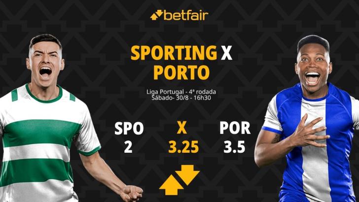 Sporting x Porto - Liga Portugal: palpites, odds, estatísticas, onde assistir ao vivo, escalações e horário