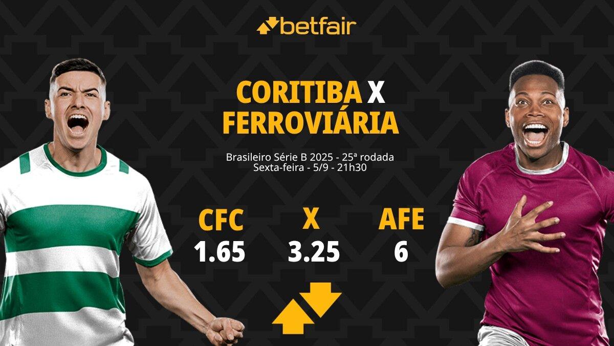 Coritiba x Ferroviária - Série B: palpites, odds, estatísticas, onde assistir ao vivo, escalações e horário