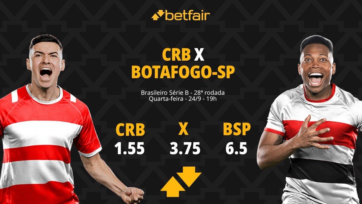 CRB x Botafogo-SP - Série B: palpites, odds, estatísticas, onde assistir ao vivo, escalações e horário