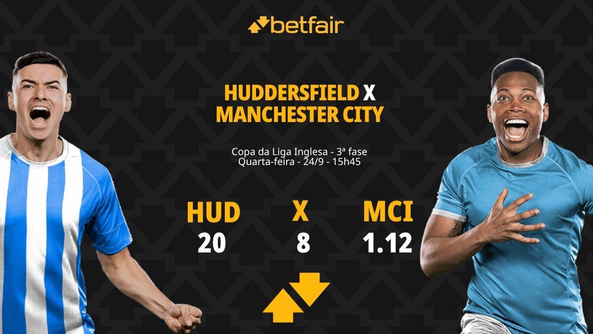Huddersfield x Manchester City - Copa da Liga Inglesa: palpites, odds, estatísticas, onde assistir ao vivo, escalações e horário
