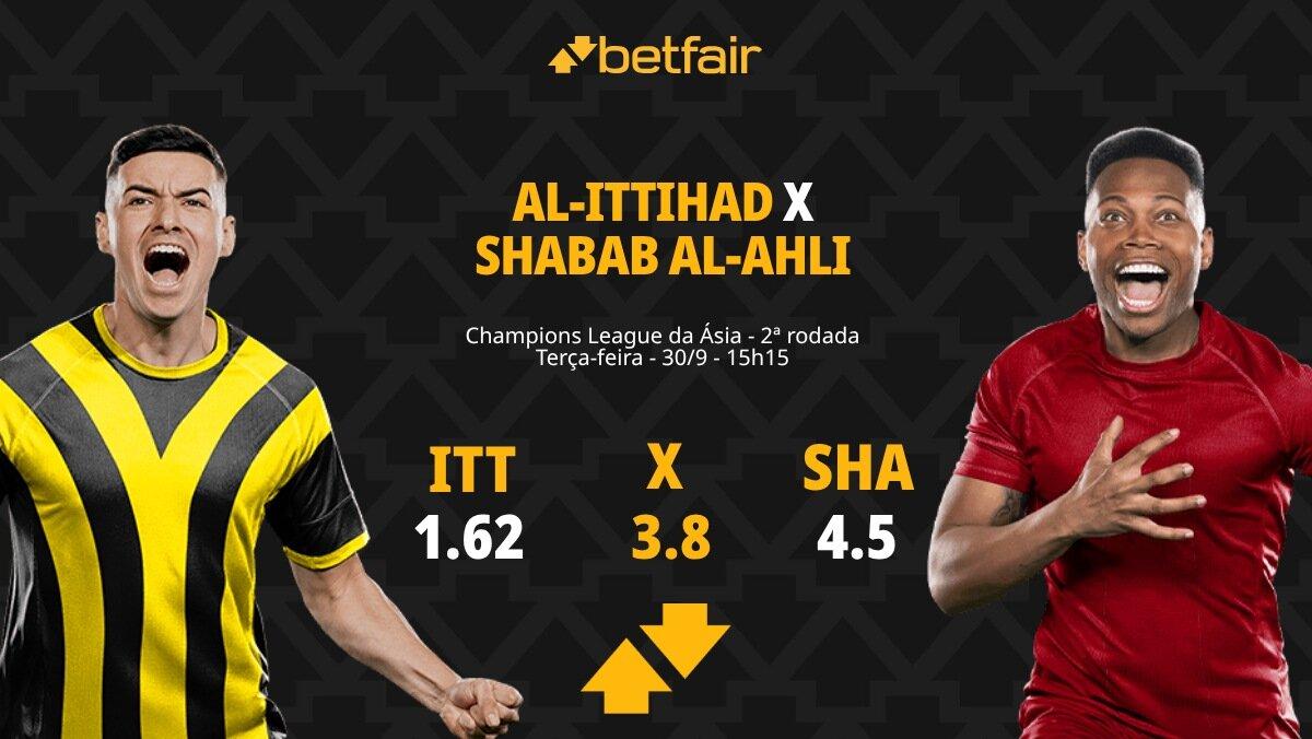 Al-Ittihad x Shabab Al-Ahli - AFC Champions League: palpites, odds, estatísticas, onde assistir ao vivo, escalações e horário