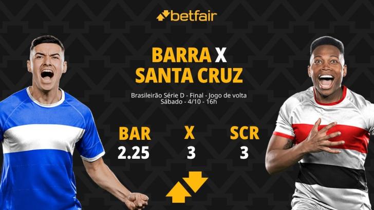 Barra-SC x Santa Cruz - Série D: palpites, odds, estatísticas, onde assistir ao vivo, escalações e horário