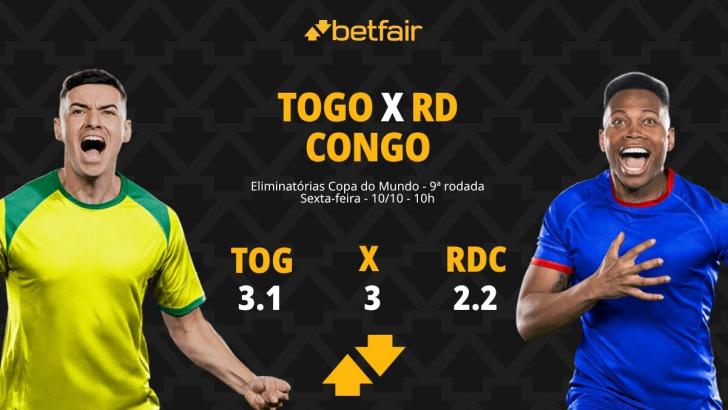 Togo x RD Congo - Eliminatórias Copa do Mundo: palpites, odds, estatísticas, onde assistir ao vivo, escalações e horário