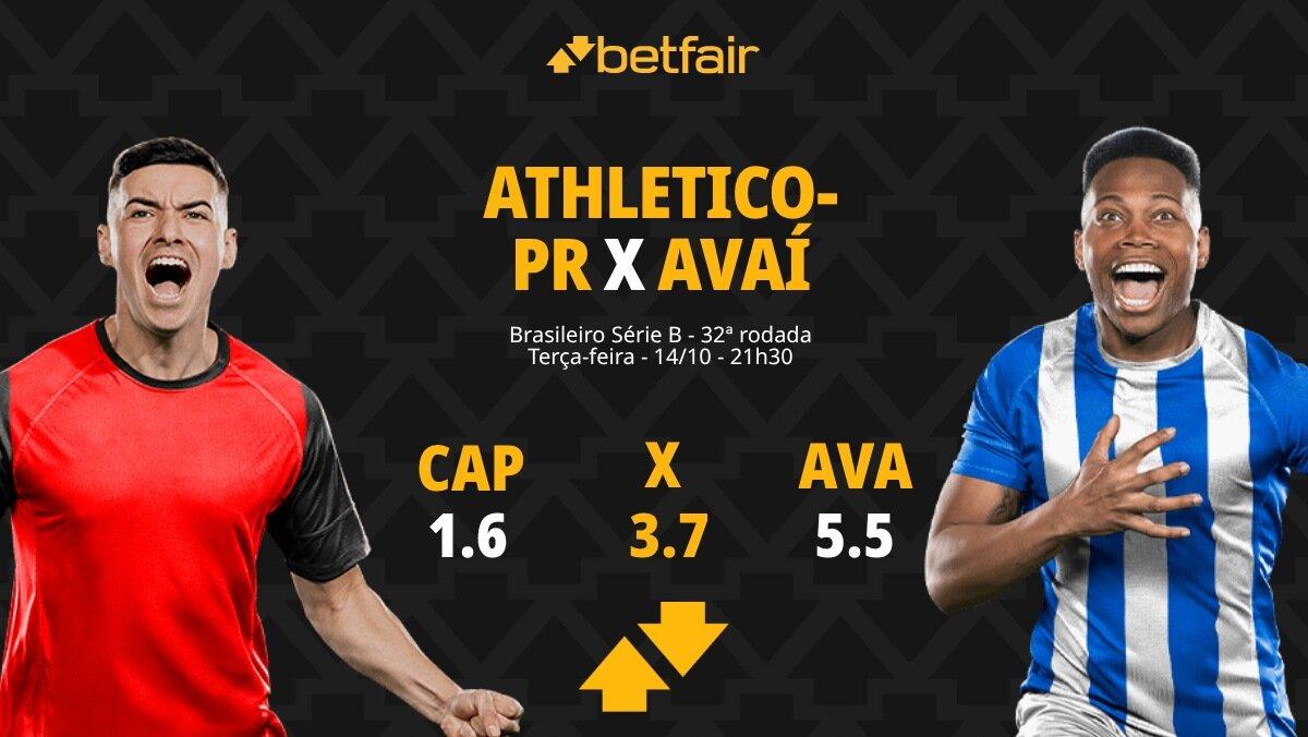 Athletico-PR x Avaí - Brasileiro Série B: palpites, odds, estatísticas, onde assistir ao vivo, escalações e horário