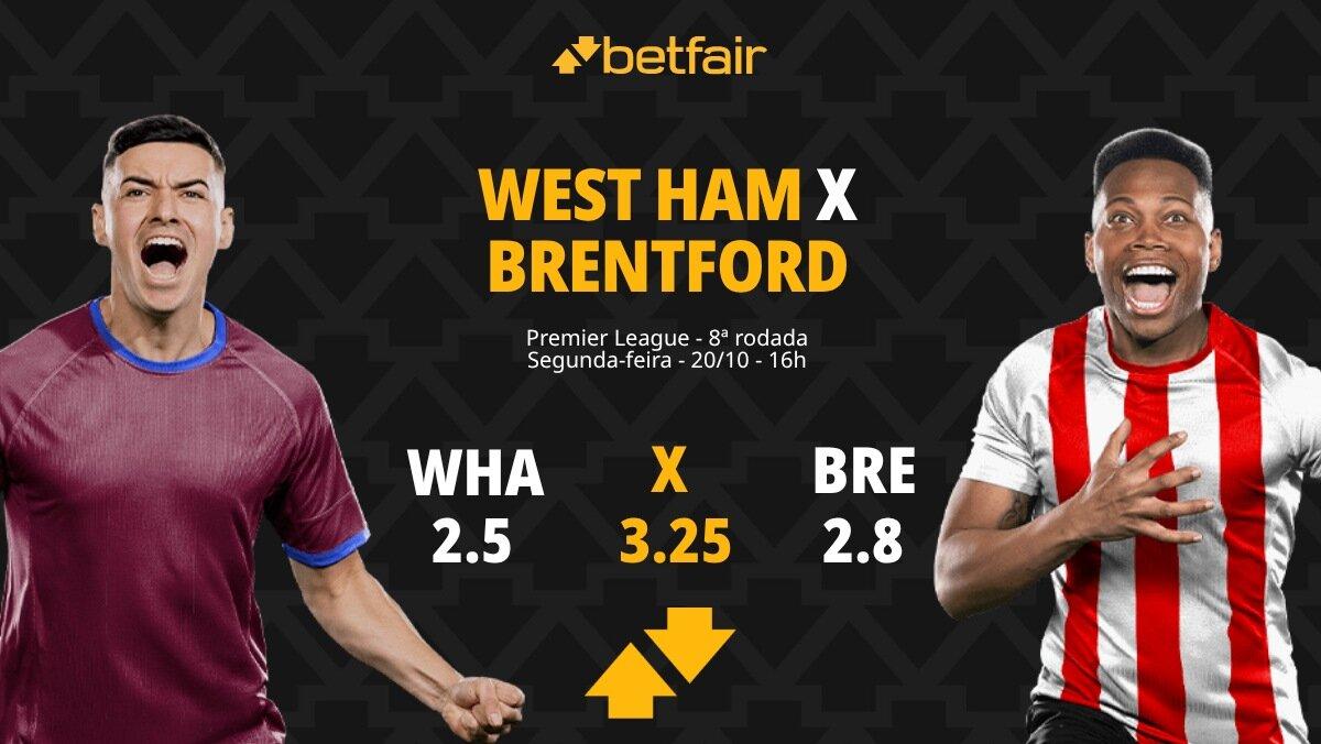 West Ham x Brentford - Premier League: palpites, odds, estatísticas, onde assistir ao vivo, escalações e horário