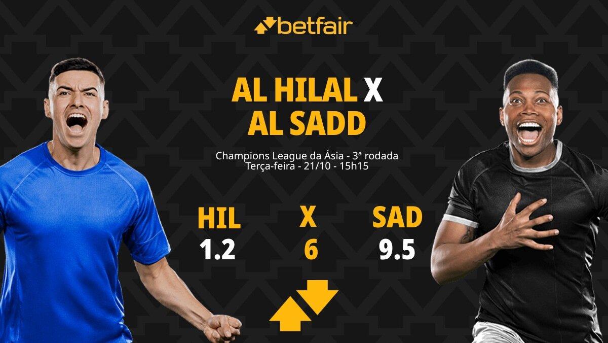 Al Hilal x Al Sadd - AFC Champions League: palpites, odds, estatísticas, onde assistir ao vivo, escalações e horário