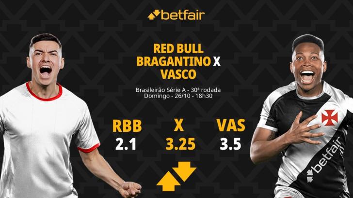 Red Bull Bragantino x Vasco - Brasileirão: Cruzmaltino embalado para se aproximar do G-6