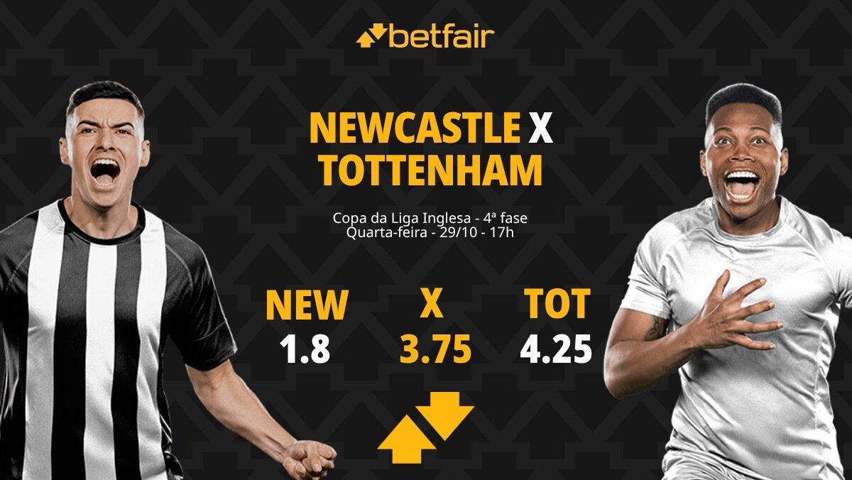 Newcastle x Tottenham - Copa da Liga Inglesa: palpites, odds, estatísticas, onde assistir ao vivo, escalações e horário