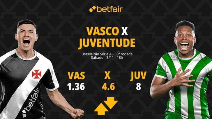 Vasco x Juventude - Brasileirão: Cruzmaltino favorito em casa para se aproximar do G-6